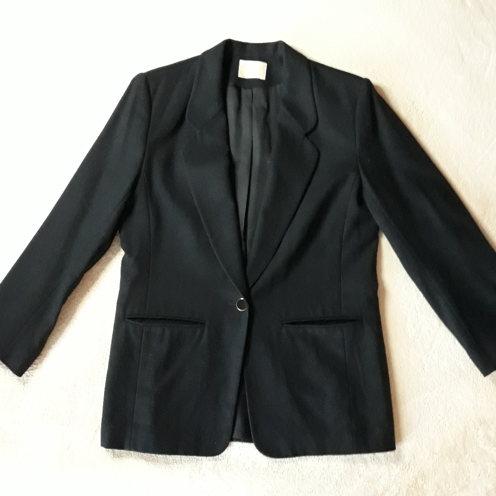 Pendleton Black 1- Button 100% Virgin Wool Blazer - image 1